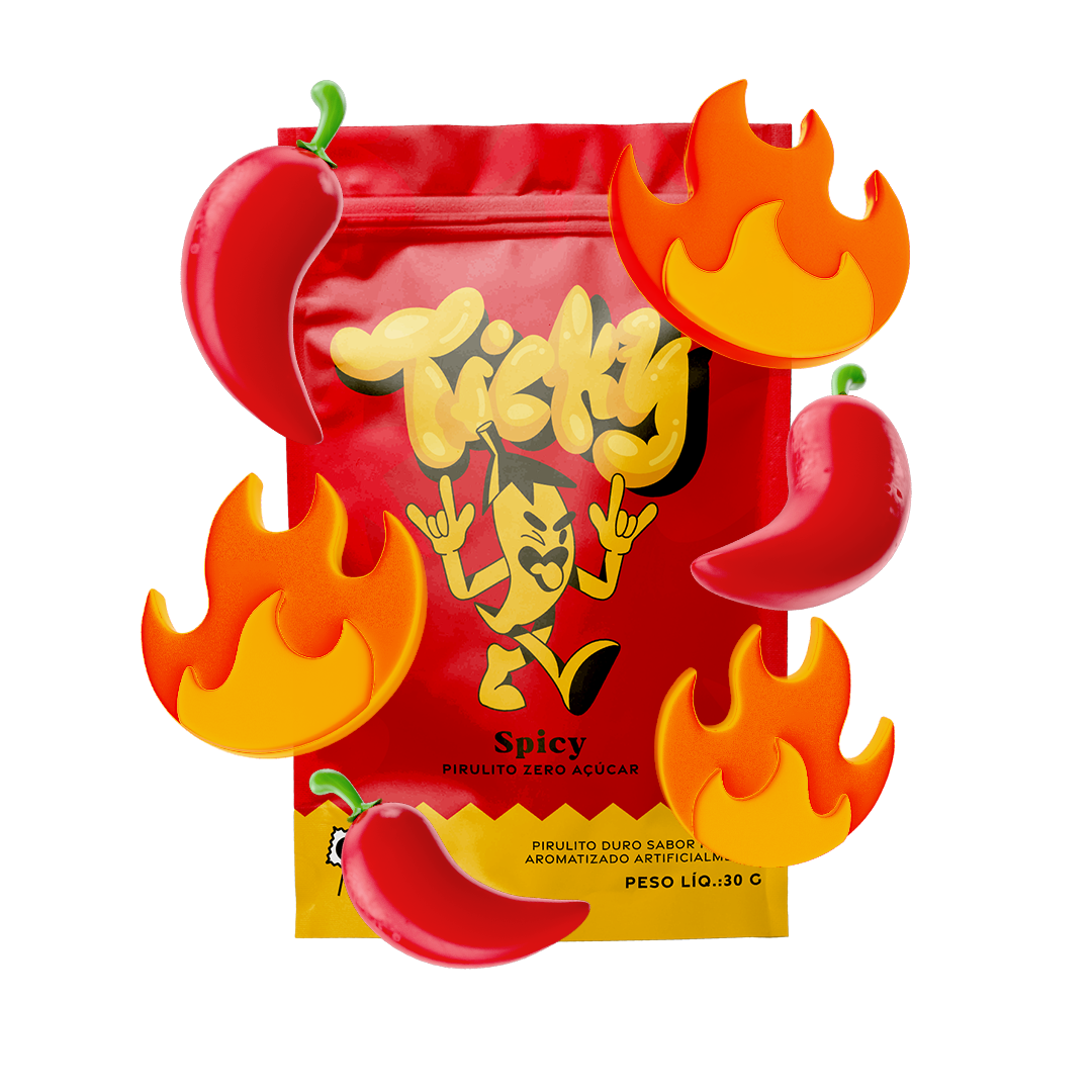 Pirulito Zero Açúcar - Sabor Spicy - Pack 4 Pouches (16 Unidades)