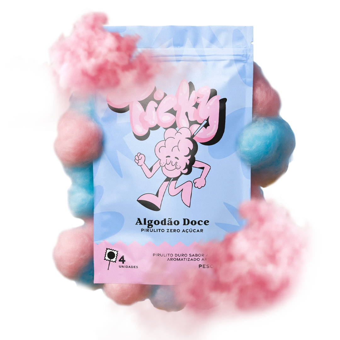 Pirulito Zero Açúcar - Mix (Algodão Doce e Spicy) - Pack 4 Pouches (16 Unidades)