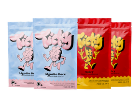 Pirulito Zero Açúcar - Mix (Algodão Doce e Spicy) - Pack 4 Pouches (16 Unidades)