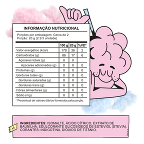 Pirulito Zero Açúcar - Sabor Algodão Doce - Pack 4 Pouches (16 Unidades)