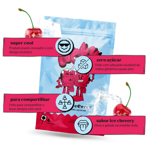 Pirulito Zero Açúcar - Sabor Ice Cherry - Pack 4 Pouches (16 Unidades)