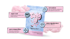 Pirulito Zero Açúcar - Sabor Algodão Doce - Pack 4 Pouches (16 Unidades)