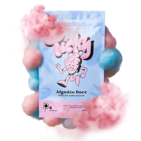 Pirulito Zero Açúcar - Sabor Algodão Doce - Pack 4 Pouches (16 Unidades)
